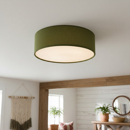 Dumora Linen Drum Flush Mount Ceiling Light with Iron Fixture