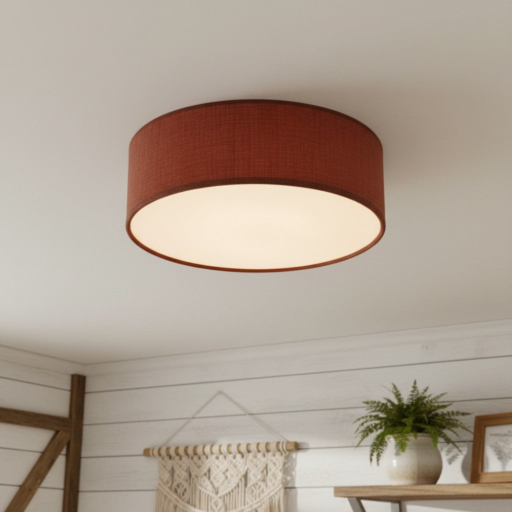 
Dumora Linen Drum Flush Mount Ceiling Light with Iron Fixture