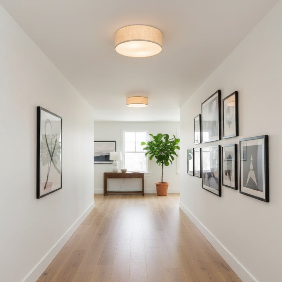 
Dumora Linen Drum Flush Mount Ceiling Light with Iron Fixture