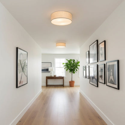 Dumora Linen Drum Flush Mount Ceiling Light with Iron Fixture