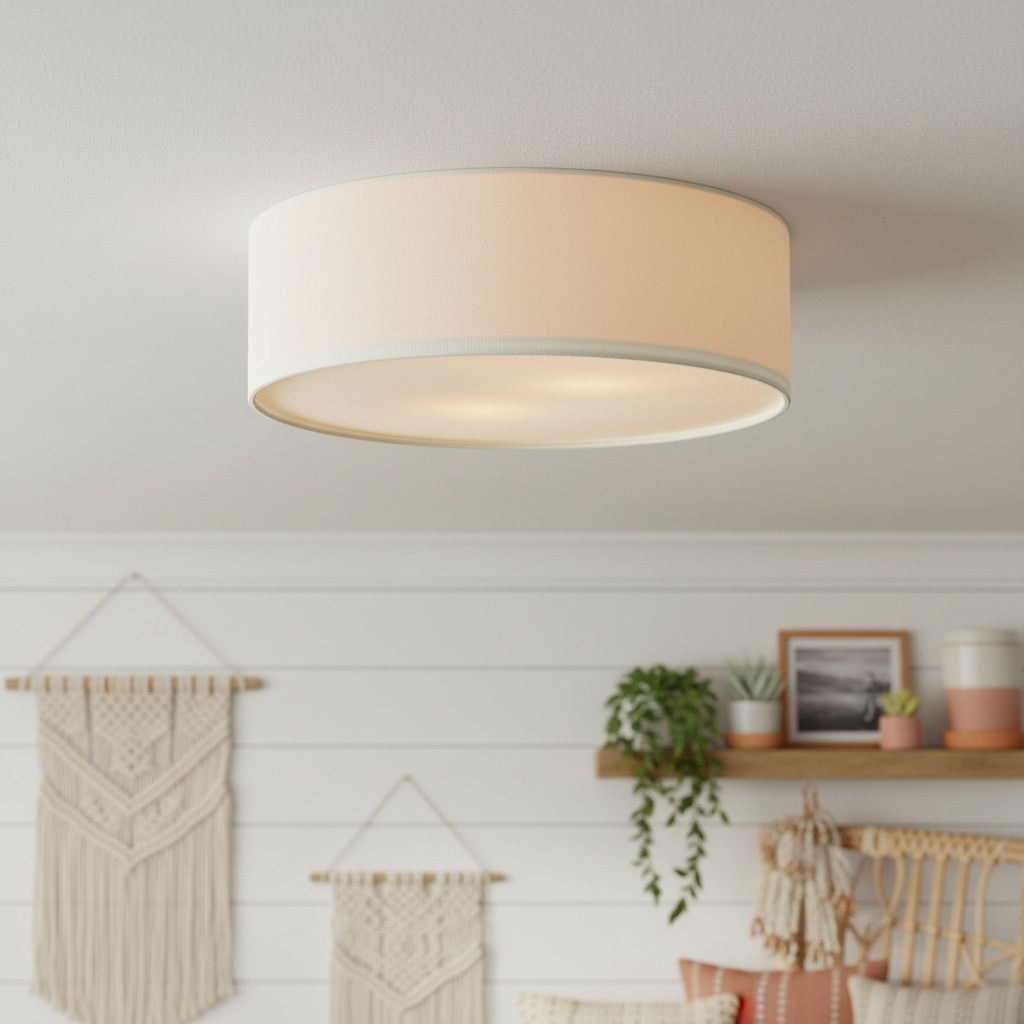 
Dumora Linen Drum Flush Mount Ceiling Light with Iron Fixture