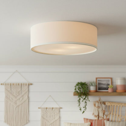 Dumora Linen Drum Flush Mount Ceiling Light with Iron Fixture