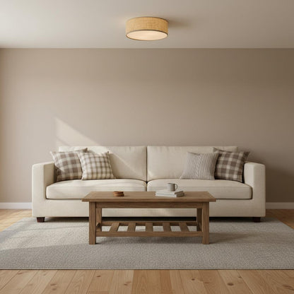 Dumora Linen Drum Flush Mount Ceiling Light with Iron Fixture