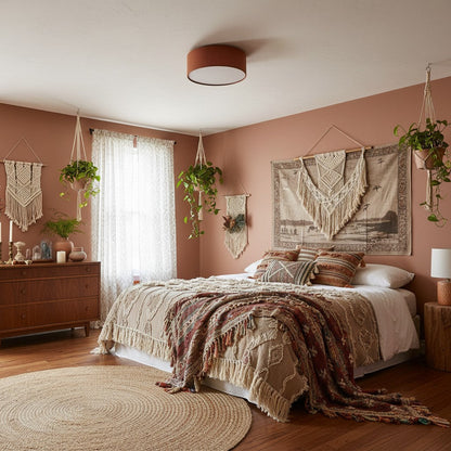 Dumora Linen Drum Flush Mount Ceiling Light with Iron Fixture