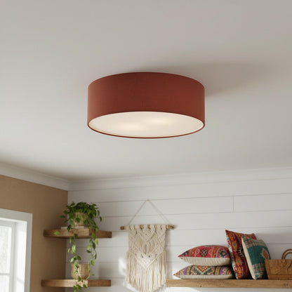 Dumora Linen Drum Flush Mount Ceiling Light with Iron Fixture