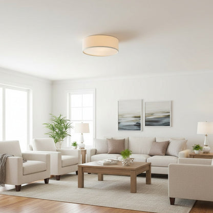 Dumora Linen Drum Flush Mount Ceiling Light with Iron Fixture