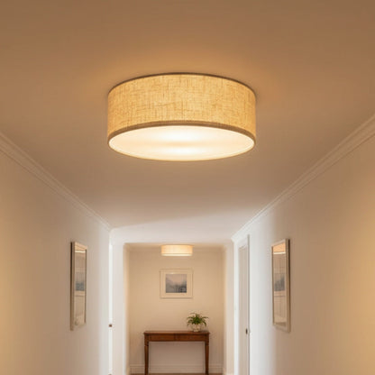 Dumora Linen Drum Flush Mount Ceiling Light with Iron Fixture