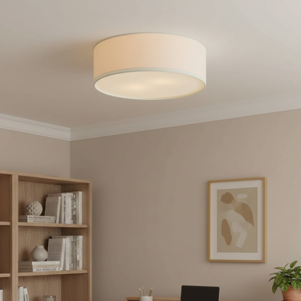 
Dumora Linen Drum Flush Mount Ceiling Light with Iron Fixture