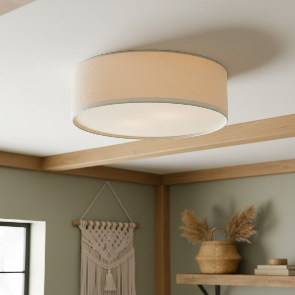 
Dumora Linen Drum Flush Mount Ceiling Light with Iron Fixture