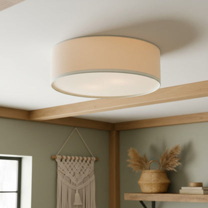 Dumora Linen Drum Flush Mount Ceiling Light with Iron Fixture