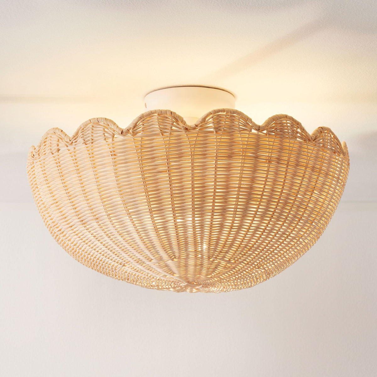 
Fungi Rattan and Metal Ceiling Light 18 in