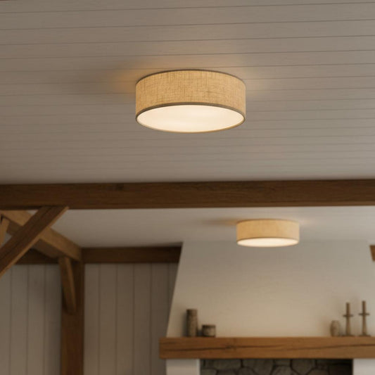 
Dumora Linen Drum Flush Mount Ceiling Light with Iron Fixture