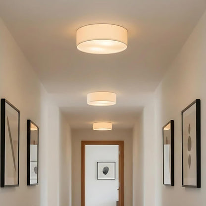 Dumora Linen Drum Flush Mount Ceiling Light with Iron Fixture