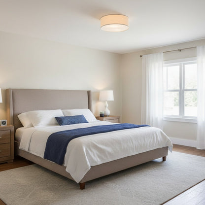 Dumora Linen Drum Flush Mount Ceiling Light with Iron Fixture