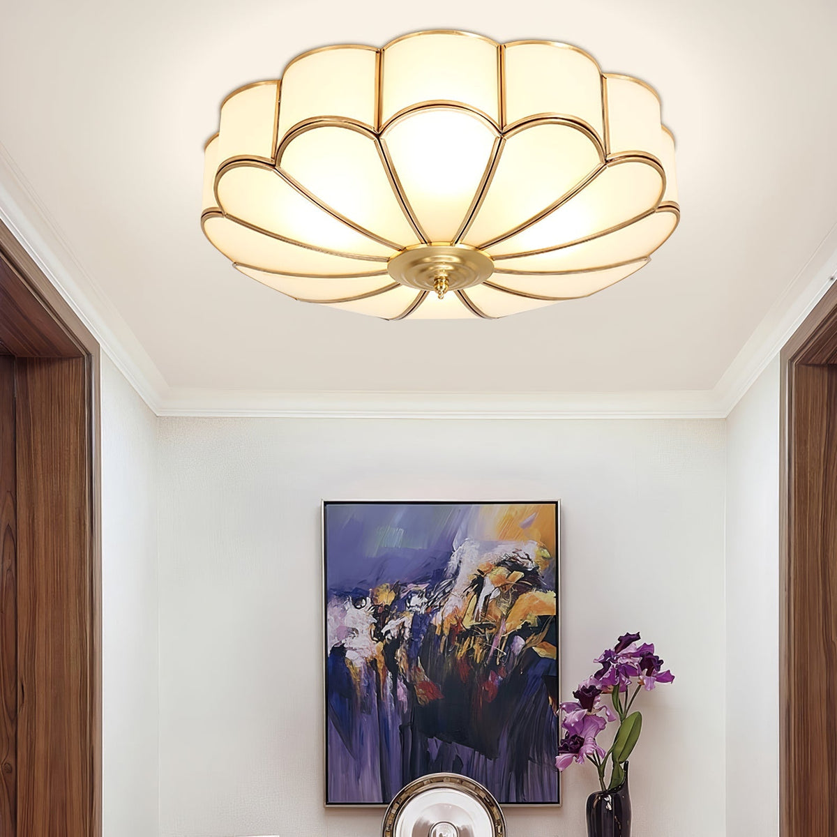 
Viraean Flower Brass & Glass Ceiling Lamp