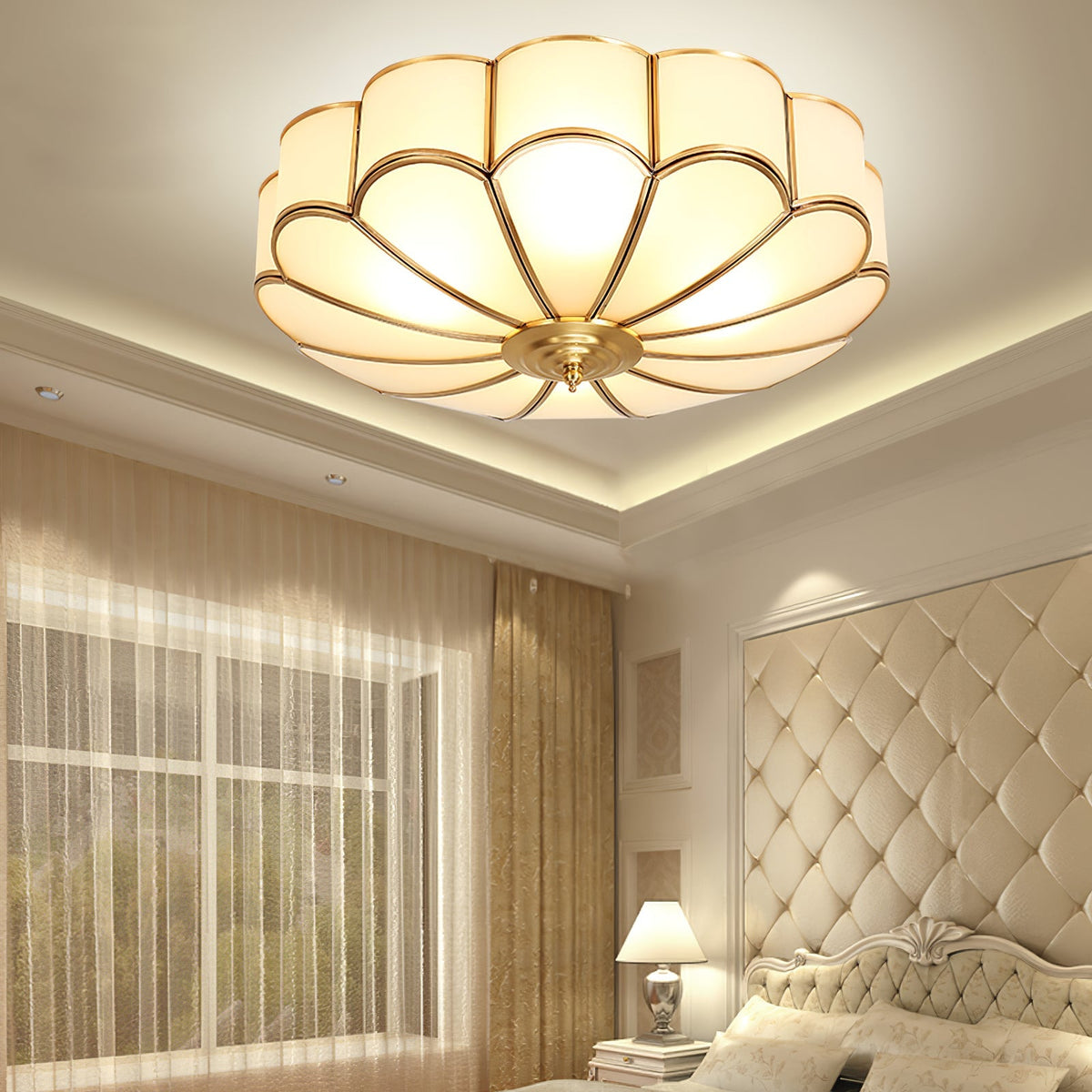 
Viraean Flower Brass & Glass Ceiling Lamp