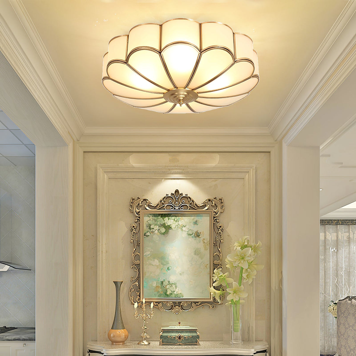 
Viraean Flower Brass & Glass Ceiling Lamp