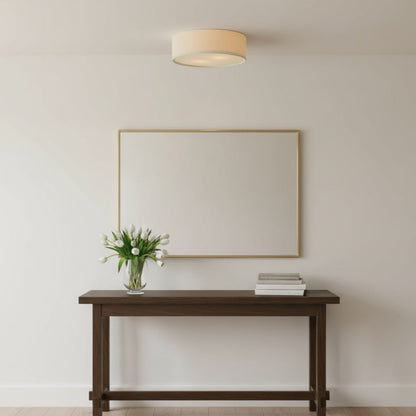 Dumora Linen Drum Flush Mount Ceiling Light with Iron Fixture