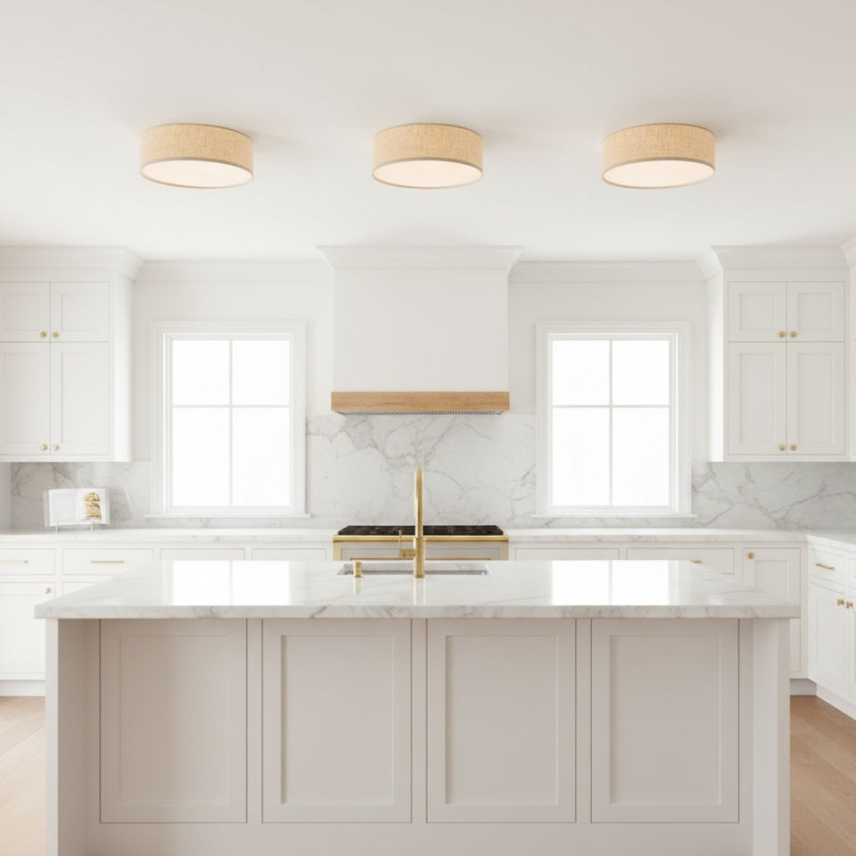 
Dumora Linen Drum Flush Mount Ceiling Light with Iron Fixture