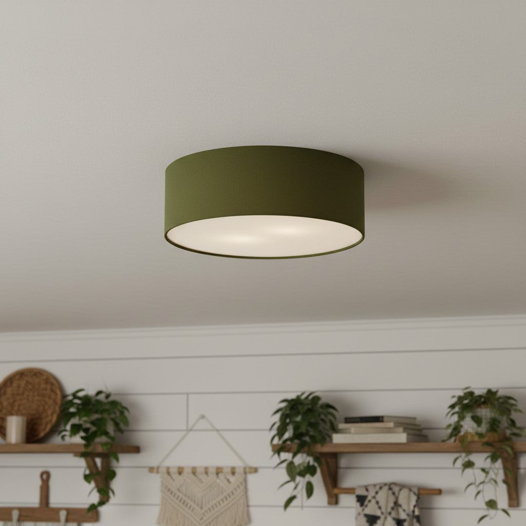 
Dumora Linen Drum Flush Mount Ceiling Light with Iron Fixture