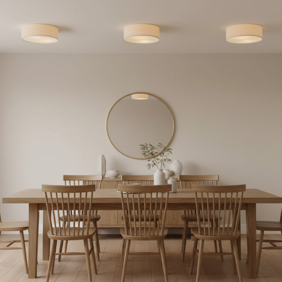 
Dumora Linen Drum Flush Mount Ceiling Light with Iron Fixture