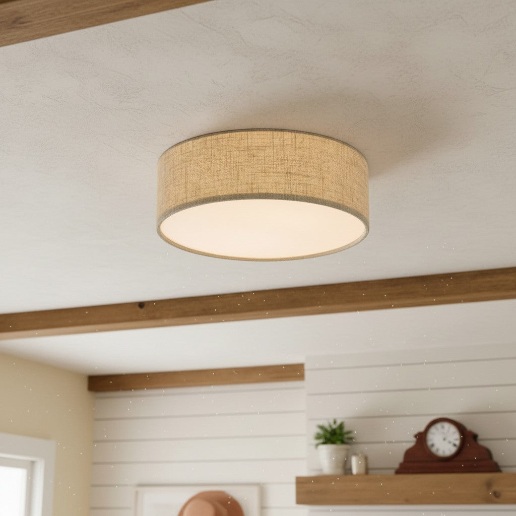 
Dumora Linen Drum Flush Mount Ceiling Light with Iron Fixture