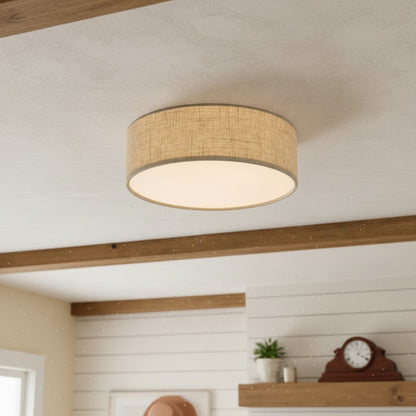 Dumora Linen Drum Flush Mount Ceiling Light with Iron Fixture