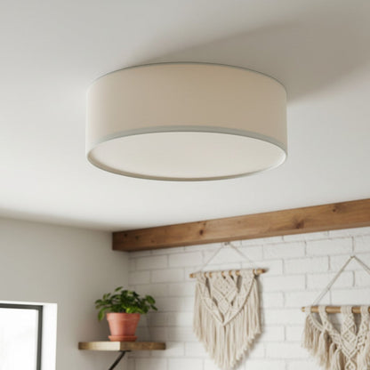 Dumora Linen Drum Flush Mount Ceiling Light with Iron Fixture