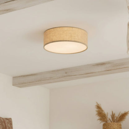 Dumora Linen Drum Flush Mount Ceiling Light with Iron Fixture