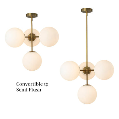 Astria Opal Glass Semi Flush Mount Chandelier