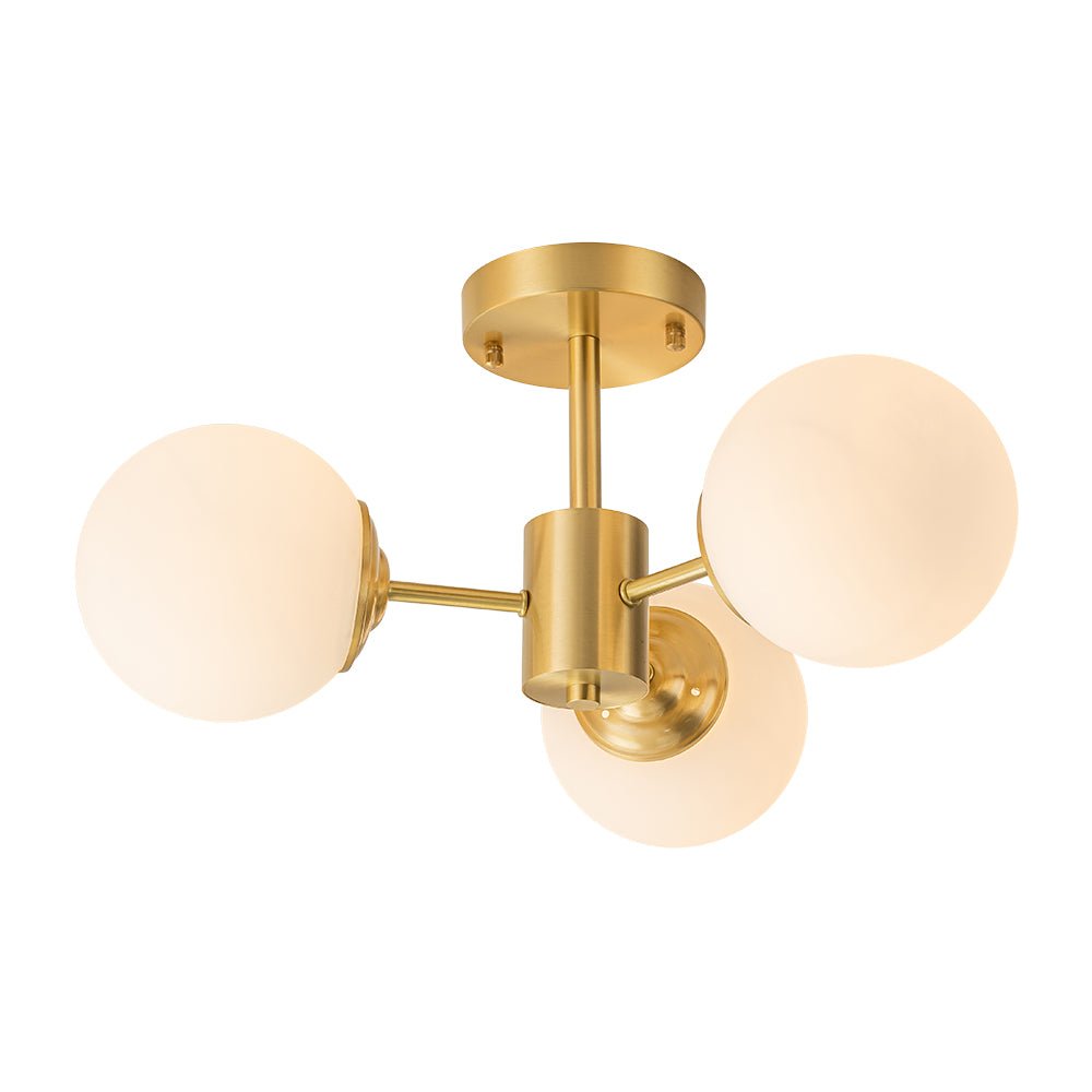
Luniva Brass Opal Glass Semi Flush Mount Ceiling Light