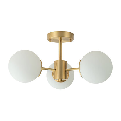Luniva Brass Opal Glass Semi Flush Mount Ceiling Light