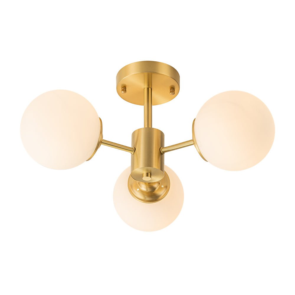 
Luniva Brass Opal Glass Semi Flush Mount Ceiling Light