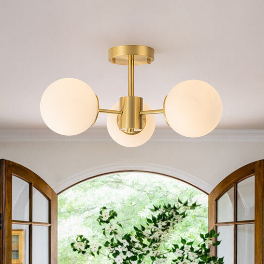 
Luniva Brass Opal Glass Semi Flush Mount Ceiling Light