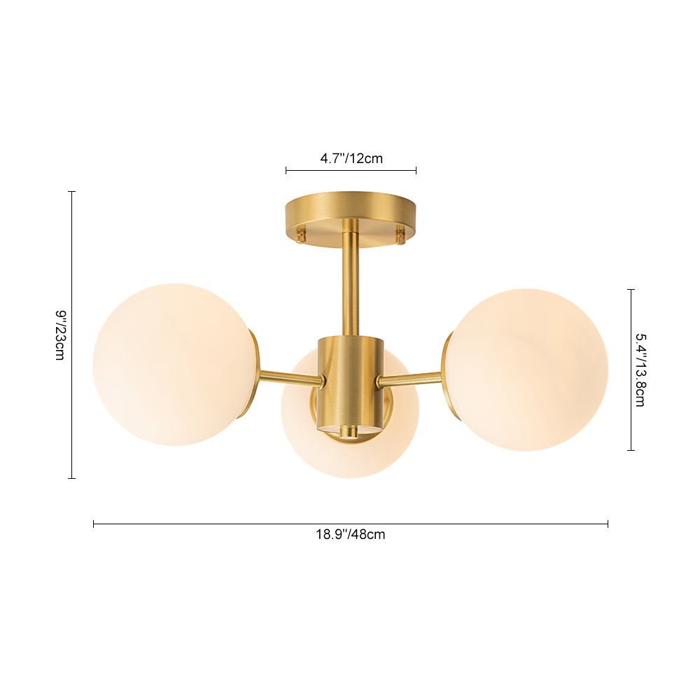 
Luniva Brass Opal Glass Semi Flush Mount Ceiling Light