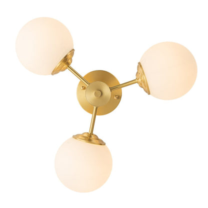 Luniva Brass Opal Glass Semi Flush Mount Ceiling Light