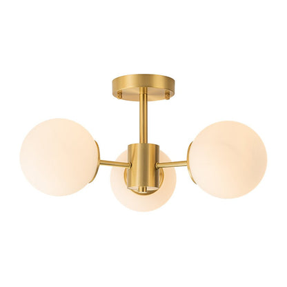 Luniva Brass Opal Glass Semi Flush Mount Ceiling Light
