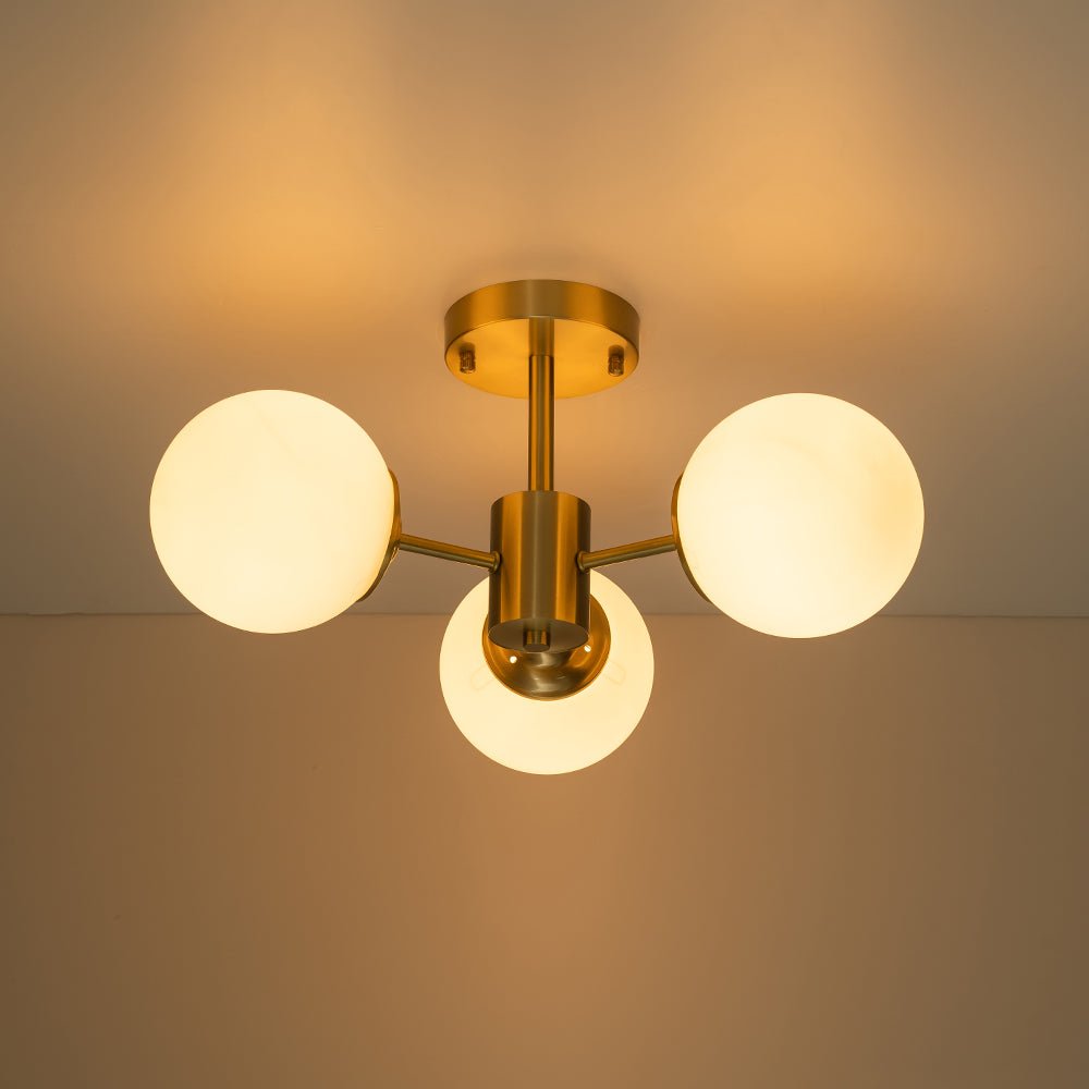 
Luniva Brass Opal Glass Semi Flush Mount Ceiling Light