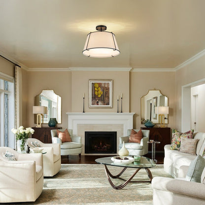 Vesina Linen Drum Semi Flush Mount Ceiling Light