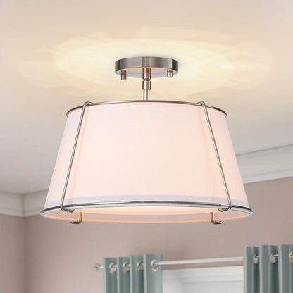 Vesina Linen Drum Semi Flush Mount Ceiling Light
