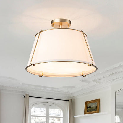 Vesina Linen Drum Semi Flush Mount Ceiling Light